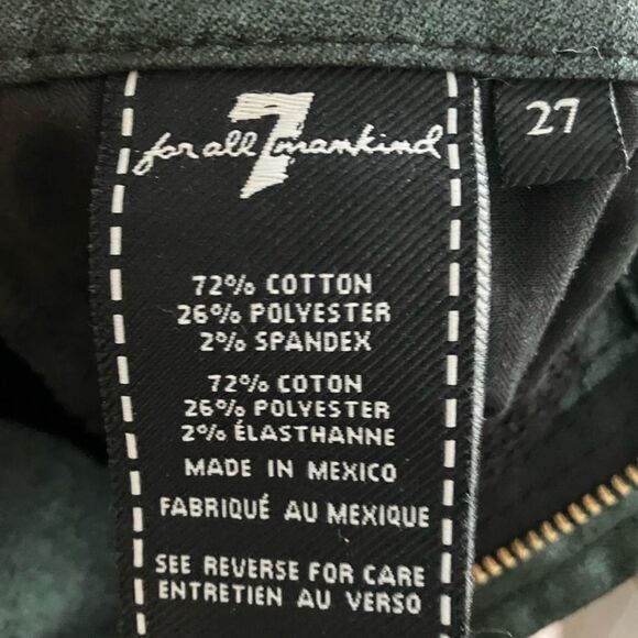 7 For All Mankind The Ankle Skinny Jeans Metallic Green Size 27 - Picture 5 of 5